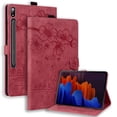 thumbnail image 1 of FJLBDE Case for Samsung Galaxy Tab S10 Plus/Tab S9 Plus 12.4-Inch with Stand, Card Slot, Auto Wake/Sleep, Embossed Cat PU Leather Cover, Red, 1 of 7