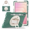 thumbnail image 1 of For Samsung Galaxy Tab S11 11 inch Case SM-X730 SM-X736, 360 Hand Strap, Shoulder Strap, Kickstand, Rugged Drop Protection, Emerald Green, 1 of 7