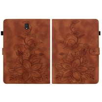 FJLBDE Case for Samsung Galaxy Tab S4 10.5 inch 2018 SM-T830, Embossed Flower PU Leather Flip Wallet Folio Stand Coverr, Brown