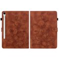 thumbnail image 1 of FJLBDE Case for Samsung Galaxy Tab S8/Tab S7 11 Inch SM-X700, Embossed Flower PU Leather Flip Wallet Folio Stand Cover, Brown, 1 of 7