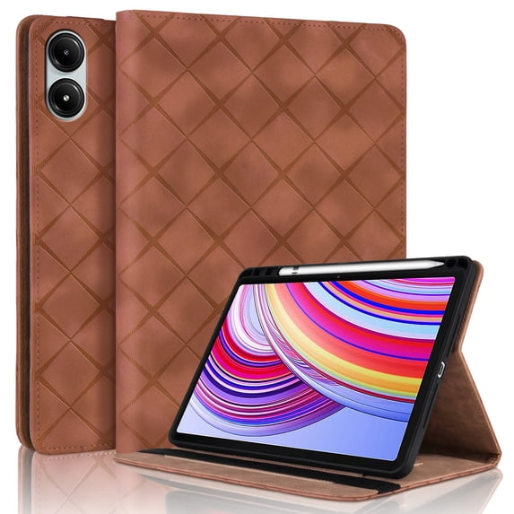 Case for Xiaomi Redmi Pad 2 Pro/Pad Pro (2025/2024) 12.1 inch, Brown Leather Folio Stand with Pencil Holder & Card Slot