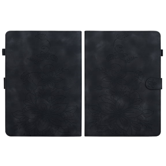 Case for 7" Kindle Paperwhite 12th Gen 2024, Embossed Flower PU Leather Flip Wallet Folio Stand Cover, Black