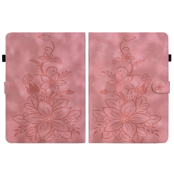 Case for 7" Kindle Paperwhite 12th Gen 2024, Embossed Flower PU Leather Flip Wallet Folio Stand Cover, Pink