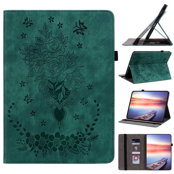 FJLBDE Case for 7" Kindle Paperwhite 12th Gen 2024, PU Leather Cover Flip Folio Stand Card Slot, Green