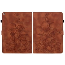 FJLBDE Case for Amazon Fire HD 8 Tablet (8th/7th/6th Gen, 2018/2017/2016), Embossed Flower PU Leather Flip Wallet Folio Stand Cover, Brown
