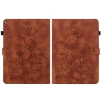 FJLBDE Case for Amazon Fire HD 8 Tablet (8th/7th/6th Gen, 2018/2017/2016), Embossed Flower PU Leather Flip Wallet Folio Stand Cover, Brown