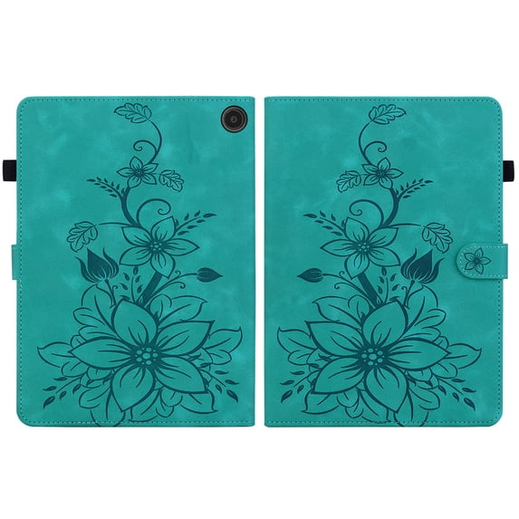 FJLBDE Case for Amazon Kindle Fire Max 11 (13th Gen, 2023), Embossed Flower PU Leather Flip Wallet Folio Stand Cover, Green