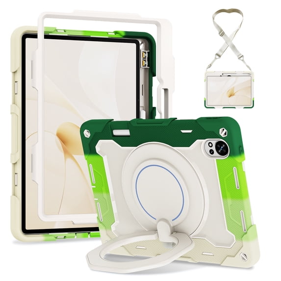 FJLBDE Case for Honor Pad 8 12 Inch 2022 (HEY-W09) with 360 Kickstand, Shoulder Strap Carrying Protective Cover, Multicolor Green