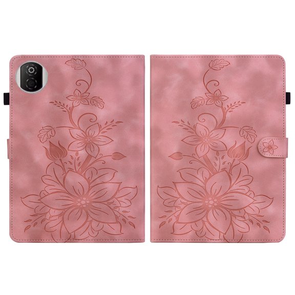 FJLBDE Case for Honor Pad X7 8.7 inch 2025, Embossed Flower PU Leather Flip Wallet Folio Stand Cover, Pink