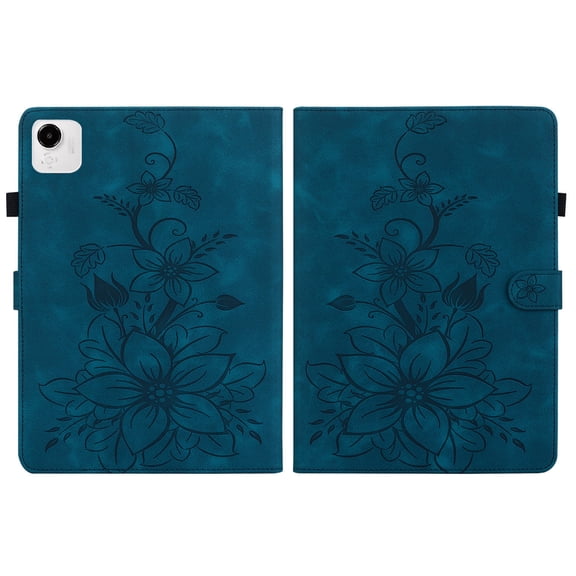 Case for Honor Pad X9 Pro/Honor Pad X9a 2025 11.5 inch, Embossed Flower PU Leather Flip Wallet Folio Stand Cover, Blue