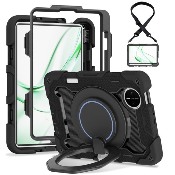 FJLBDE Case for Huawei MatePad Mini 8.8 Inch with 360 Kickstand, Shoulder Strap Carrying Protective Cover, Black