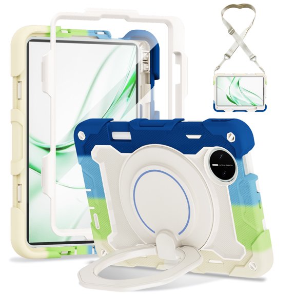 FJLBDE Case for Huawei MatePad Mini 8.8 Inch with 360 Kickstand, Shoulder Strap Carrying Protective Cover, Multicolor Blue