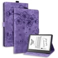 thumbnail image 1 of FJLBDE Case for Kindle Scribe 10.2 inch 2022 and 2024 with Stand, Card Slot, Auto Wake/Sleep, Embossed Cat PU Leather Cover, Purple, 1 of 7