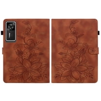 FJLBDE Case for Lenovo Legion Pad Y700 Gen 4 8.8 inch, Embossed Flower PU Leather Flip Wallet Folio Stand Cases Cover, Brown