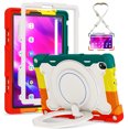 thumbnail image 1 of FJLBDE Case for Lenovo Tab K10 / M10 FHD Plus 10.3 inch with 360 Kickstand, Shoulder Strap Carrying Protective Cover, Multicolor Red, 1 of 6