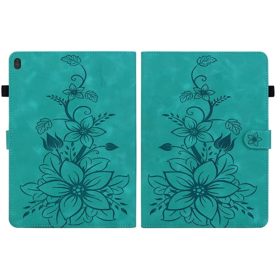 FJLBDE Case for Lenovo Tab M10 HD 10.1 inch TB-X505L/X505F, Embossed Flower PU Leather Flip Wallet Folio Stand Cover, Green