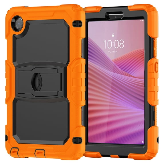 FJLBDE Case for Lenovo Tab One 8.7 inch/K9 TB305FU 2025, Rugged Shockproof Tablet Cases Cover with Kickstand Shoulder Strap, Orange