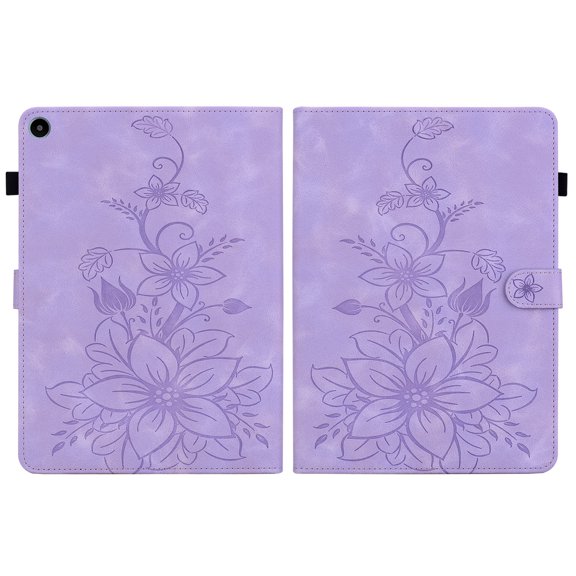 FJLBDE Case for MatePad SE 10.4 inch 2023, Embossed Flower PU Leather Flip Wallet Folio Stand Cover, rple