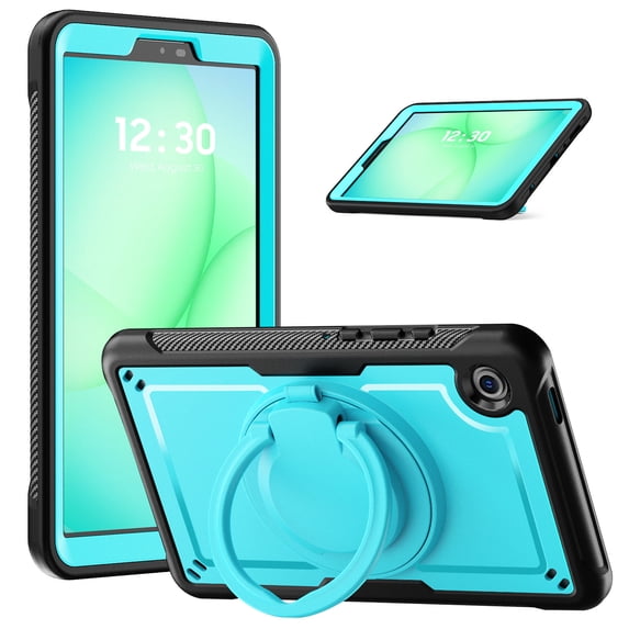 FJLBDE Case for Samsung Galaxy Tab A11/Tab A9 8.7 Inch 2025/2023 with 360 Rotating Stand, Shoulder Strap, Heavy Duty Shockproof Cover, Sky Blue