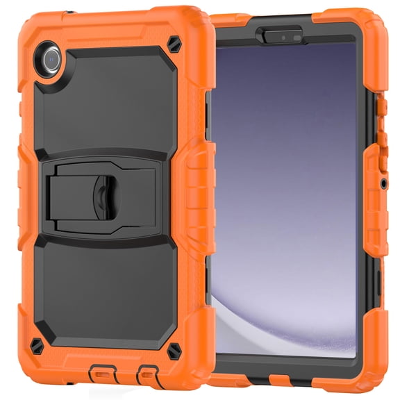 FJLBDE Case for Samsung Galaxy Tab A9 8.7 Inch 2023, Rugged Shockproof Tablet Cases Cover with Kickstand Shoulder Strap, Orange