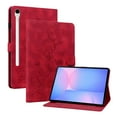 thumbnail image 1 of FJLBDE Case for Samsung Galaxy Tab S10 FE+/ S10 FE Plus 13.1 Inch 2025, Embossed Flower PU Leather Flip Wallet Folio Stand Cover, Red, 1 of 7