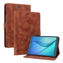 FJLBDE Case for Samsung Galaxy Tab S2 9.7 inch 2015 SM-T810, Embossed Flower PU Leather Flip Wallet Folio Stand Coverr, Brown