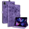 thumbnail image 1 of FJLBDE Case for Xiaomi Pad 7/Xiaomi Pad 7 Pro 11.2 inch 2024 with Stand, Card Slot, Embossed Cat PU Leather Cover, Purple, 1 of 7