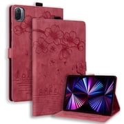 Case for Xiaomi Pad 8/Xiaomi Pad 8 Pro 11.2 inch with Stand, Card Slot, Embossed Cat PU Leather Cover, Red