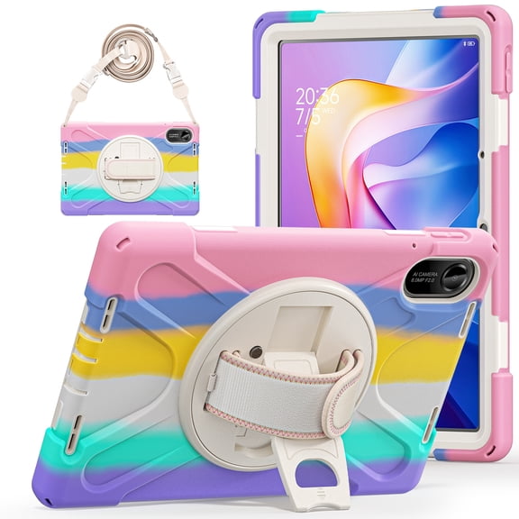 For Xiaomi Redmi Pad 2 Case 11 inch 2025, 360 Hand Strap, Shoulder Strap, Kickstand, Rugged Drop Protection, Colourful Pink