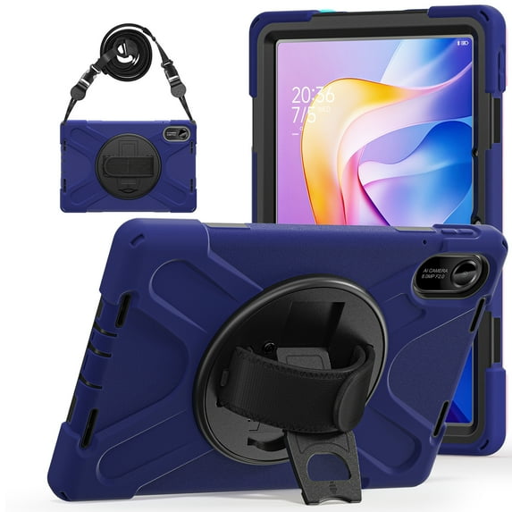 For Xiaomi Redmi Pad 2 Case 11 inch 2025, 360 Hand Strap, Shoulder Strap, Kickstand, Rugged Drop Protection, Navy Blue