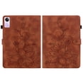 thumbnail image 1 of Case for Xiaomi Redmi Pad SE 11.0 inch Released 2023, Embossed Flower PU Leather Flip Wallet Folio Stand Cover, Brown, 1 of 7