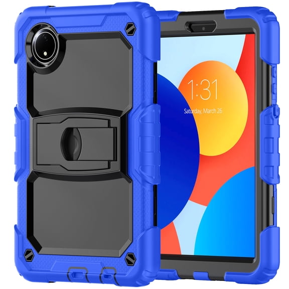 FJLBDE Case for Xiaomi Redmi Pad SE 8.7 inch 2024, Rugged Shockproof Tablet Cases Cover with Kickstand Shoulder Strap, Blue