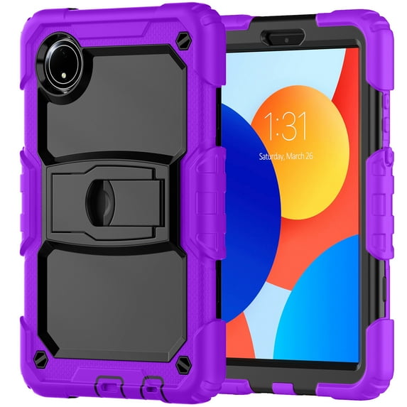 FJLBDE Case for Xiaomi Redmi Pad SE 8.7 inch 2024, Rugged Shockproof Tablet Cases Cover with Kickstand Shoulder Strap, Purple