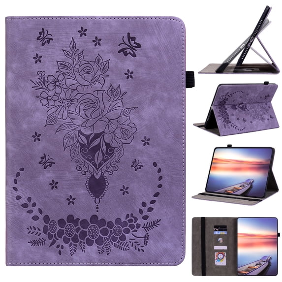 FJLBDE Case for iPad 9.7 Inch 6th/5th Generation 2018 2017, PU Leather Cover Flip Folio Stand Card Slot, rple