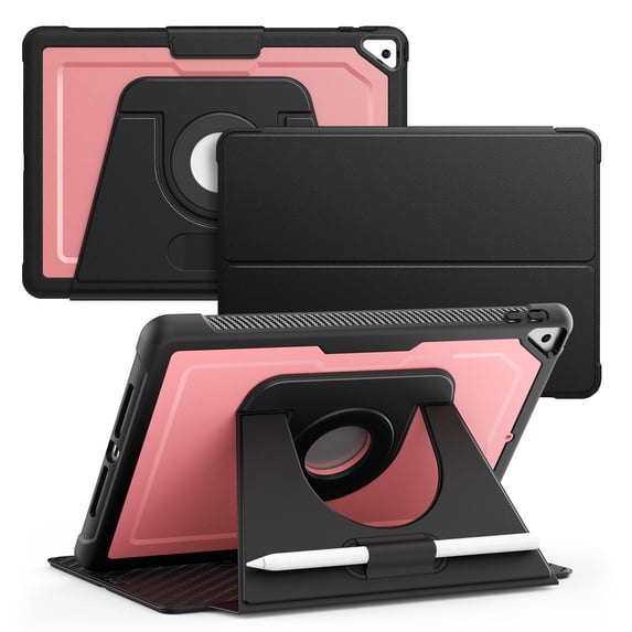 FJLBDE Case for iPad 9th 8th 7th Gen 10.2 inch 2021 2020 2019, 360 Rotating Stand iPad Protective Case Cover with Auto Wake/Sleep, Pink