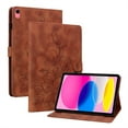 thumbnail image 1 of FJLBDE Case for iPad (A16) 11th Gen 2025/ iPad 10th Gen 10.9 Inch 2022, Embossed Flower Leather Flip Wallet Folio Stand Cover, Brown, 1 of 7