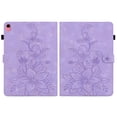 thumbnail image 1 of FJLBDE Case for iPad (A16) 11th Gen 2025/ iPad 10th Gen 10.9 Inch 2022, Embossed Flower Leather Flip Wallet Folio Stand Cover, rple, 1 of 7