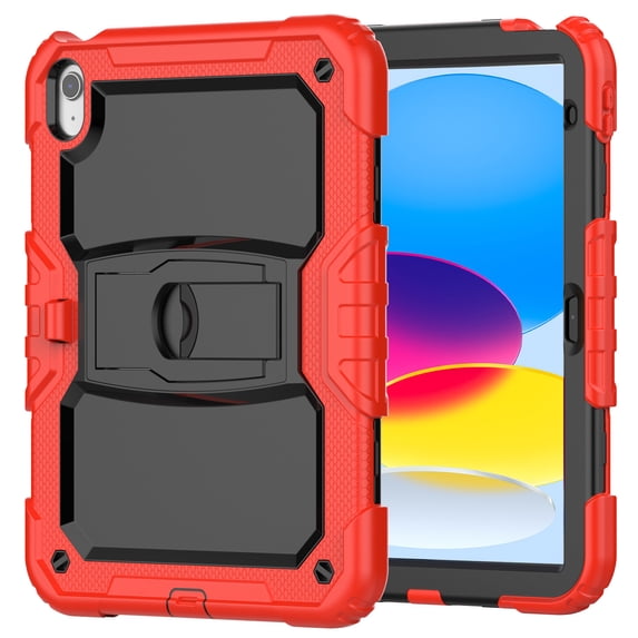 FJLBDE Case for iPad (A16) 11th Gen 2025/ iPad 10th Gen 10.9 Inch 2022, Rugged Shockproof Tablet Cases Cover with Kickstand Shoulder Strap, Red