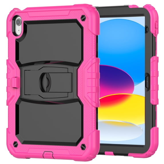 FJLBDE Case for iPad (A16) 11th Gen 2025/ iPad 10th Gen 10.9 Inch 2022, Rugged Shockproof Tablet Cases Cover with Kickstand Shoulder Strap, Rose