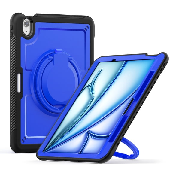 Case for iPad Air 11 inch M3 2025/M2 2024 (7th/6th Gen) with 360 Rotating Stand, Shoulder Strap, Heavy Duty Shockproof Cover, Deep Blue