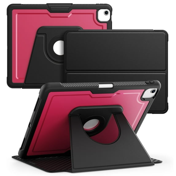 FJLBDE Case for iPad Air 13 Inch M3 2025 / M2 2024 12.9 inch (3rd/4th Gen), 360 Rotating Stand iPad Protective Case Cover with Auto Wake/Sleep, Red