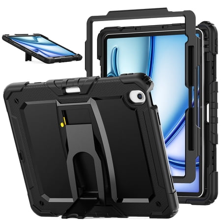 FJLBDE Case for iPad Air 13 inch (2026 M4/2025 M3/2024 M2), Rugged Shockproof Tablet Cover, Black