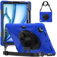 thumbnail image 1 of For iPad Air 13 inch / iPad Pro 12.9 inch 6th/ 5th/ 4th/ 3rd Case, 360 Hand Strap, Shoulder Strap, Kickstand, Rugged Drop Protection, Blue, 1 of 7