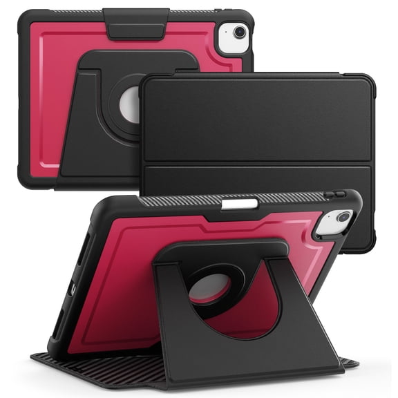 FJLBDE Case for iPad Air 5th Gen / iPad Air 4th Gen 10.9 inch, 360 Rotating Stand iPad Protective Case Cover with Auto Wake/Sleep, Red