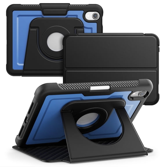 FJLBDE Case for iPad Mini 7 A17 Pro 2024/Mini 6 2021 8.3 Inch 7th/6th Gen, 360 Rotating Stand iPad Protective Case Cover with Auto Wake/Sleep, Blue