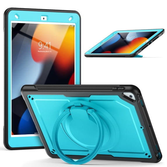 FJLBDE Case for iPad Pro 10.5 Inch/iPad Air 3rd Gen 2019 with 360 Rotating Stand, Shoulder Strap, Heavy Duty Shockproof Cover, Sky Blue