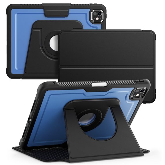 FJLBDE Case for iPad Pro 11 Inch (M4 2024/M5 2025), 360 Rotating Stand iPad Protective Case Cover with Auto Wake/Sleep, Blue