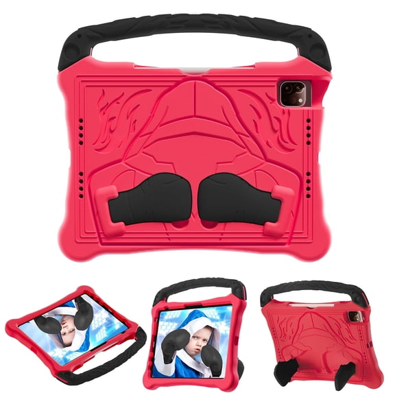 FJLBDE Case for iPad Pro 11 inch 1st/2nd/3rd Gen (2021/2020/2018), Shockproof Handle Stand Protective Case with Shoulder Strap Cover (Red)