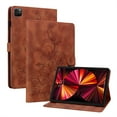 thumbnail image 1 of FJLBDE Case for iPad Pro 12.9 2022/2021/2020/2018 6th/5th/4th/3rd Gen, Embossed Flower PU Leather Flip Wallet Folio Stand Cover, Brown, 1 of 7