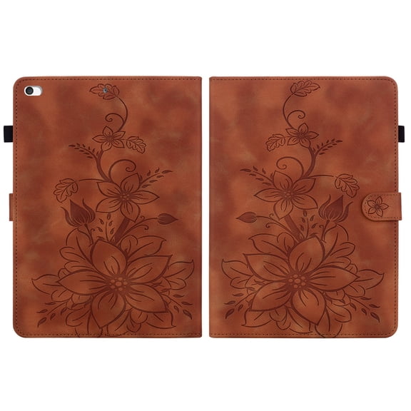 FJLBDE Case foriPad Mini 5 2019/Mini 4 2015 5th/4th Gen 7.9 inch, Embossed Flower Leather Flip Wallet Folio Stand Cover, Brown